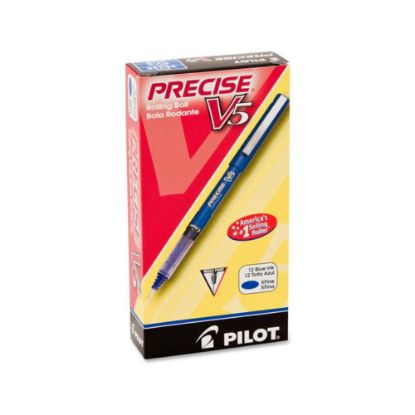 Picture of Pilot Precise V5 Liquid Ink Rollerball Pens, Extra Fine Point, 0.5 mm, Blue Barrel, Blue Ink, Pack Of 12 Pens