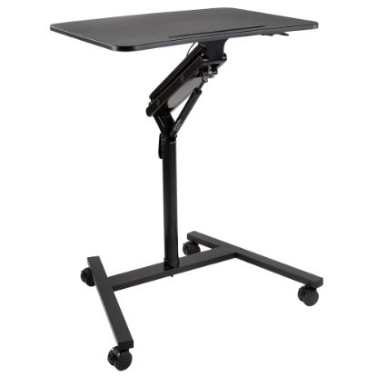 Picture of Mount-It! MI-7969 Height-Adjustable Rolling Sit-Stand Workstation, 41-3/4inH x 30inW x 23-1/4inD, Black