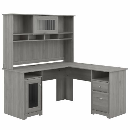 Picture of Bush Furniture Cabot 60inW L-Shaped Computer Desk With Hutch, Modern Gray, Standard Delivery