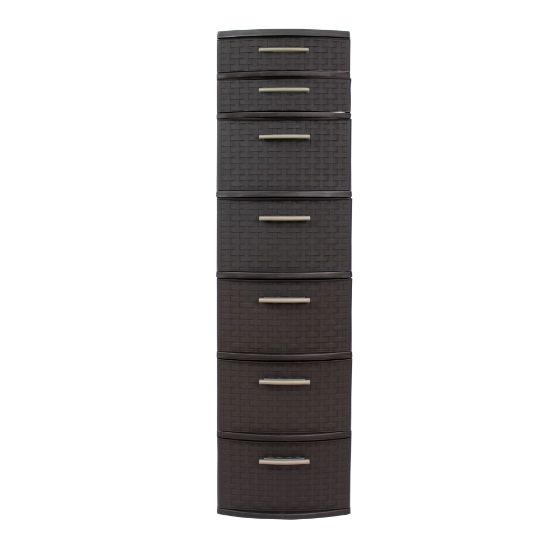 Picture of Inval 7-Drawer Tall Storage Cabinet, 47-1/4in x 12-1/2in, Espresso