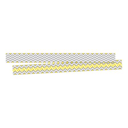 Picture of Barker Creek Double-Sided Border Strips, 3in x 35in, Chevron Gray/Yellow, Set Of 24