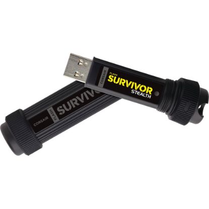 Picture of Corsair Flash Survivor Stealth 64GB USB 3.0 Flash Drive - 64 GB - USB 3.0 - Black - 5 Year Warranty