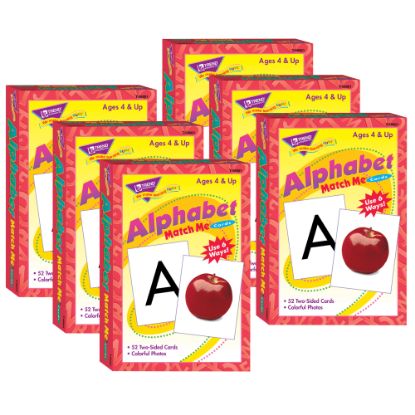 Picture of TREND Alphabet Match Me Flash Cards, 4in x 3in, Pre-K to Grade 2, 52 Cards Per Set, Pack Of 6 Sets