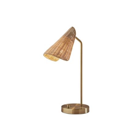 Picture of Adesso Cove Desk Lamp, 20-1/4in, Natural Rattan Shade/Brass Base