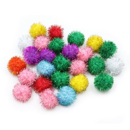 Picture of Creativity Street Glitter Pom Poms, 33 mm, Assorted Colors, Pack Of 40 Pom Poms