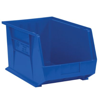 Picture of Partners Brand Plastic Stack & Hang Bin Boxes, Medium Size, 10 3/4in x 8 1/4in x 7in, Blue, Pack Of 6