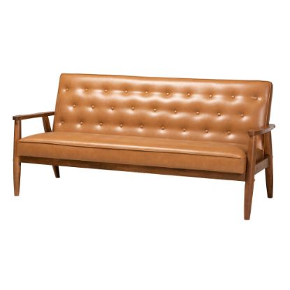 Picture of Baxton Studio Sorrento Sofa, Tan/Walnut Brown