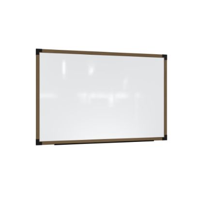 Picture of Ghent Prest Magnetic Dry-Erase Whiteboard, Porcelain, 38-1/4in x 50-1/4in, White, Driftwood Frame