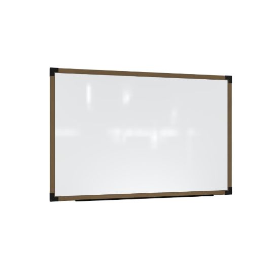 Picture of Ghent Prest Magnetic Dry-Erase Whiteboard, Porcelain, 38-1/4in x 50-1/4in, White, Driftwood Frame