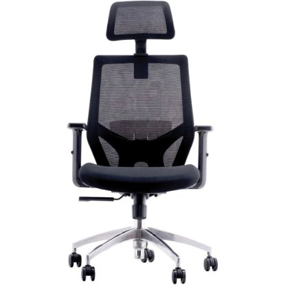 Picture of Urban Factory Ergo: Adjustable Office Chair - 5-star Base - Black - Fabric, Rubber, Steel, Chrome, Plastic - Armrest