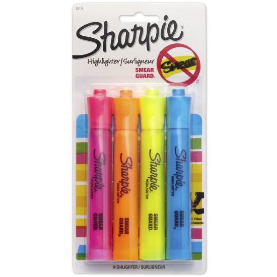 Picture of Sharpie Tank Style Highlighters, Chisel Tip, Assorted Colors, 4 Count