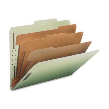 Picture of Nature Saver K-Fastener Classification Folders, 2- Dividers, 2/5in Tab Cut, Letter Size , Gray/Green, Box Of 10