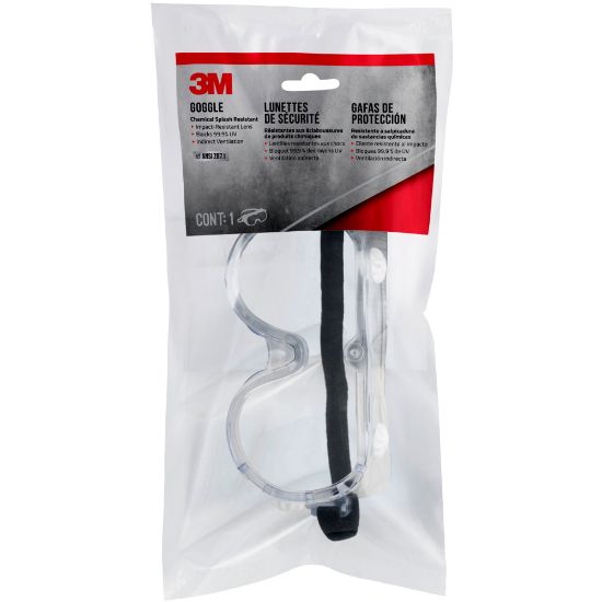 Picture of 3M Goggle Chemical Splash, 91252H1-DC-10, Black Strap, Clear Lens