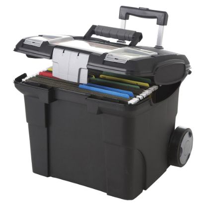 Picture of Storex Premium File Cart With Telescopic Handle, 80% Recycled, 15in x 16 7/16in x 17in, Silver/Black