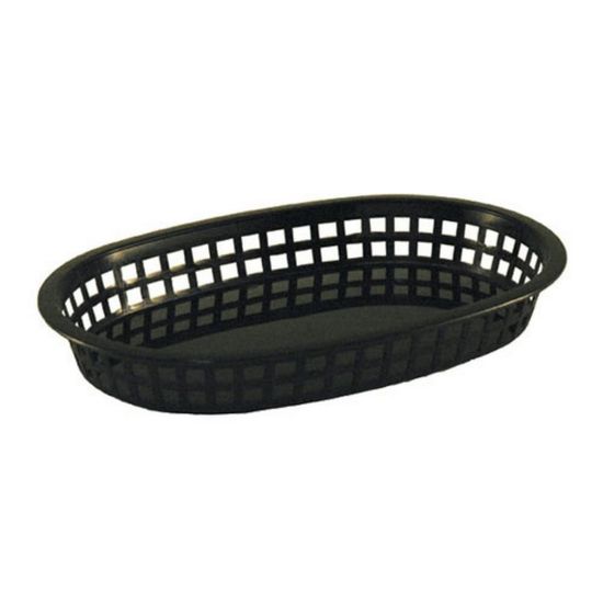 Picture of Tablecraft Oval Plastic Chicago Platter Baskets, 1-1/2inH x 7inW x 10-1/2inD, Black, Pack Of 12 Baskets