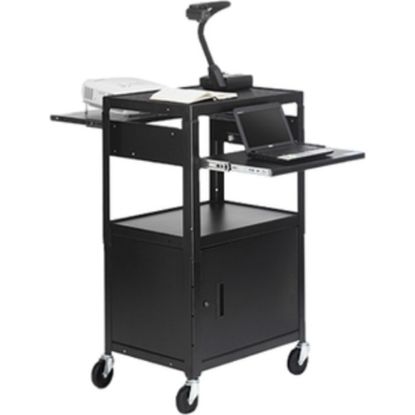 Picture of Bretford CA2642DNSE Multimedia Cabinet Cart - Up to 20in Screen Support - 3 x Shelf(ves) - Hinged Door - 42in Height x 24in Width x 18in Depth - Steel - Black