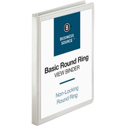 Picture of Business Source View 3-Ring Binder, 1/2in Round Rings, White