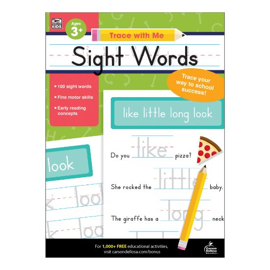 Picture of Carson-Dellosa Trace With Me: Sight Words Activity Book, Preschool - Grade 2