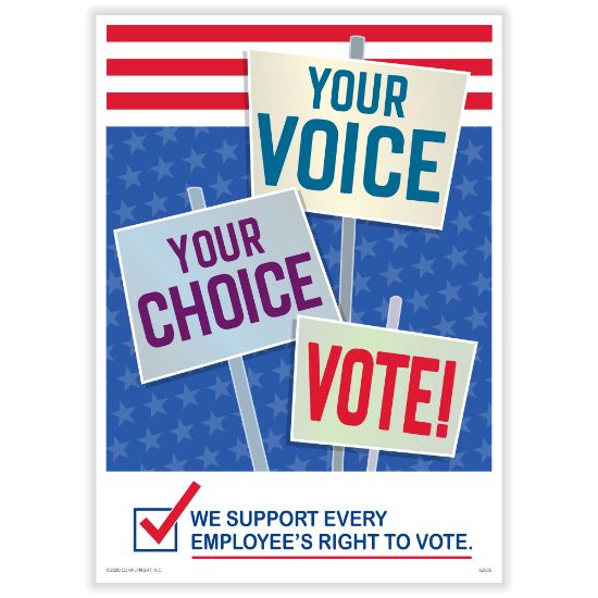 Picture of ComplyRight Get Out The Vote Posters, Your Voice Your Choice Vote, English, 10in x 14in, Pack Of 3 Posters