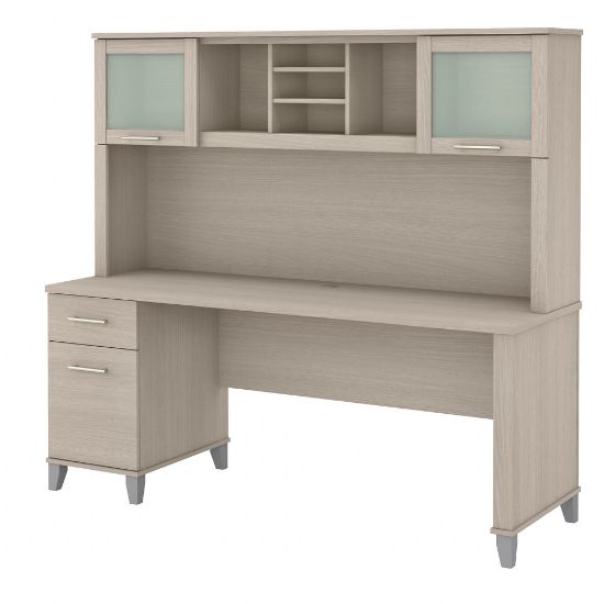 Picture of Bush Furniture Somerset 72inW Office Desk With Hutch, Sand Oak, Standard Delivery