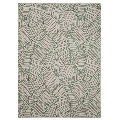 Picture of Linon Washable Outdoor Area Rug, Jarvie, 7ft x 9ft, Ivory/Green