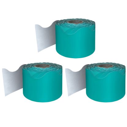 Picture of Carson Dellosa Education Rolled Scalloped Borders, Teal, 65ft Per Roll, Pack Of 3 Rolls