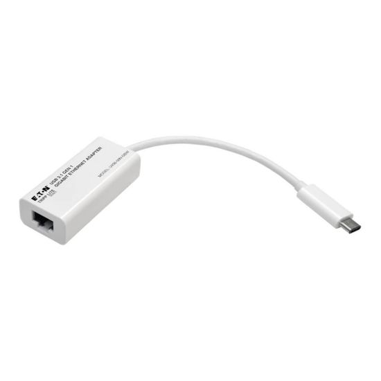 Picture of Eaton Tripp Lite Series USB-C to Gigabit Ethernet NIC Network Adapter 10/100/1000 Mbps White - Network adapter - USB-C 3.1 - Gigabit Ethernet - white