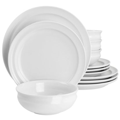 Picture of Martha Stewart Hillington 12-Piece Fine Ceramic Dinnerware Set, White