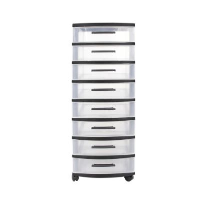 Picture of Inval 8-Drawer Storage Cabinet, 34-5/8in x 12-1/2in, Clear/Black