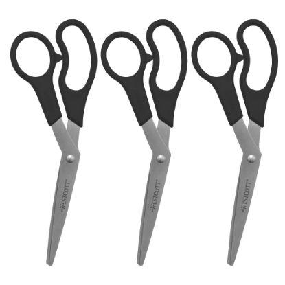 Picture of Westcott All-Purpose Value Stainless Steel Scissors, 8in, Pointed, Black, Pack Of 3