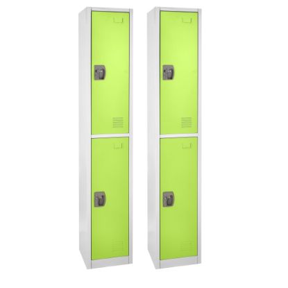 Picture of Alpine 2-Tier Steel Lockers, 72inH x 15inW x 15inD, Green, Set Of 2 Lockers