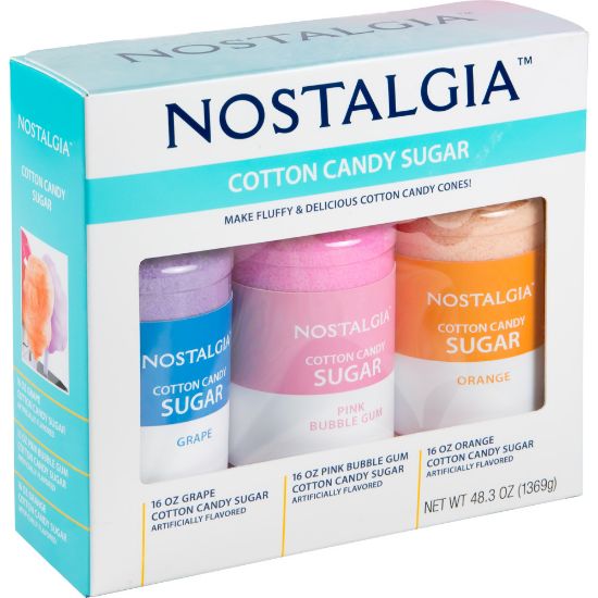 Picture of Nostalgia Electrics Cotton Candy Flossing Sugar, 16 Oz, Assorted Flavors, Case Of 3 Containers