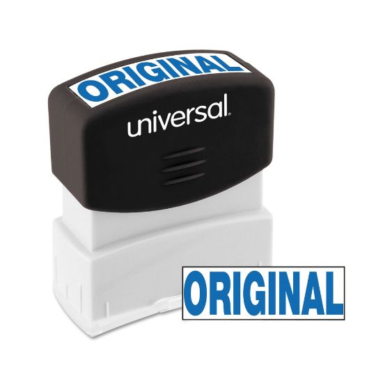 Picture of Universal Pre-Inked Message Stamp, Original, 1 11/16in x 9/16in Impression, Blue