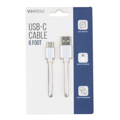 Picture of Vivitar USB-A To USB-C Cable, 6ft, White, NIL4006-WHT-STK-24