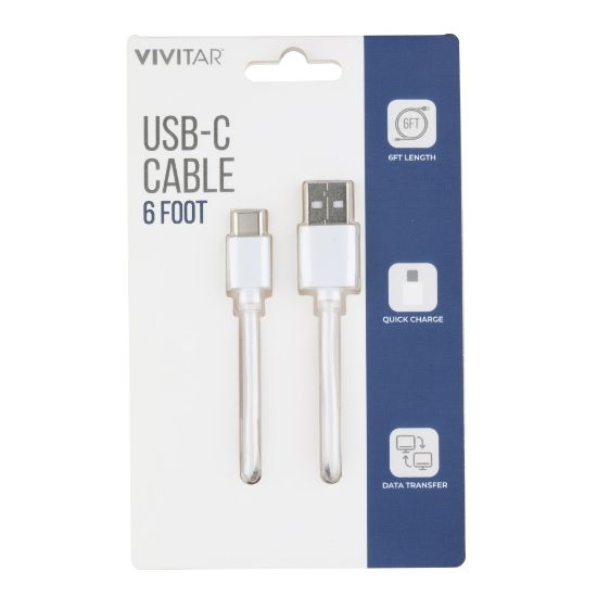 Picture of Vivitar USB-A To USB-C Cable, 6ft, White, NIL4006-WHT-STK-24