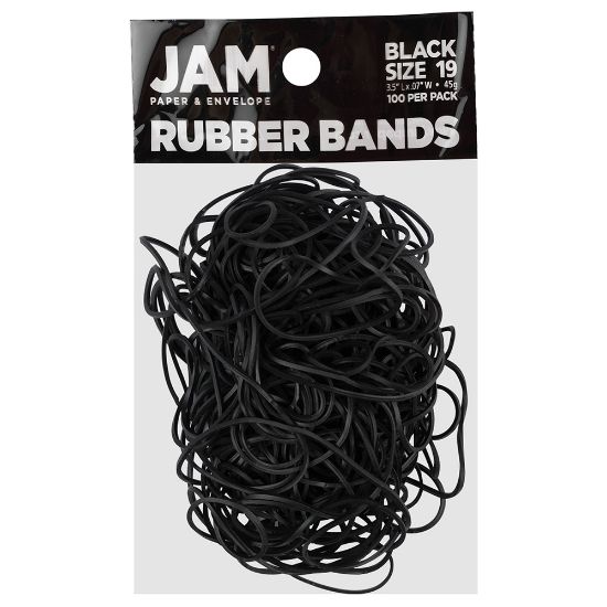 Picture of JAM Paper Rubber Bands, Black, Size 19, Pack Of 100 Rubber Bands