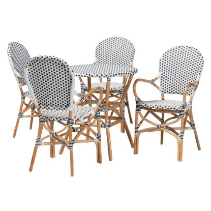 Picture of Baxton Studio Naila Plastic And Rattan 5-Piece Indoor And Outdoor Bistro Set, Black/White/Brown