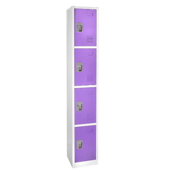 Picture of Alpine AdirOffice 4-Tier Steel Lockers, 72inH x 12inW x 12inD, Purple, Pack Of 4 Lockers