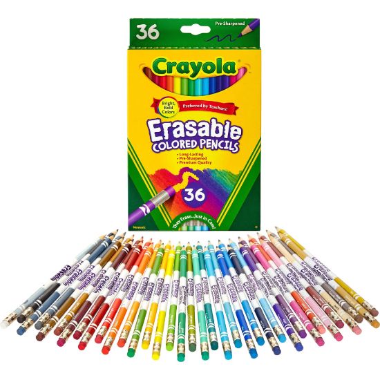 Picture of Crayola Erasable Colored Pencils, Pack Of 36, 3.3 mm, Assorted Colors