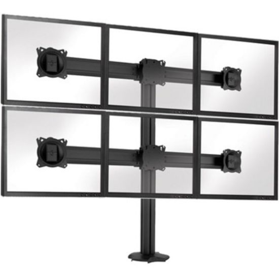 Picture of Chief Kontour Grommet Mounted Display Stand - For 4 or 6 Displays - Black - Height Adjustable - 27in to 30in Screen Support - 90 lb Load Capacity - 75 x 75, 100 x 100 - VESA Mount Compatible