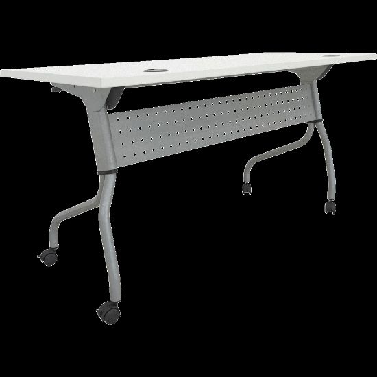 Picture of Lorell Preference Series 60inW Flip-Top Training Table, White/Silver