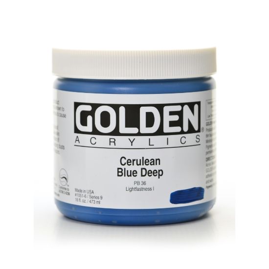 Picture of Golden Heavy Body Acrylic Paint, 16 Oz, Cerulean Blue Deep