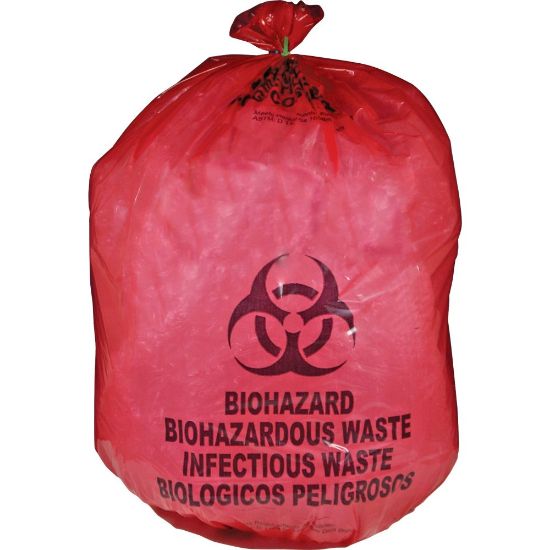 Picture of Unimed Red Biohazard Waste Bags, 20-25 Gallons, Box Of 50