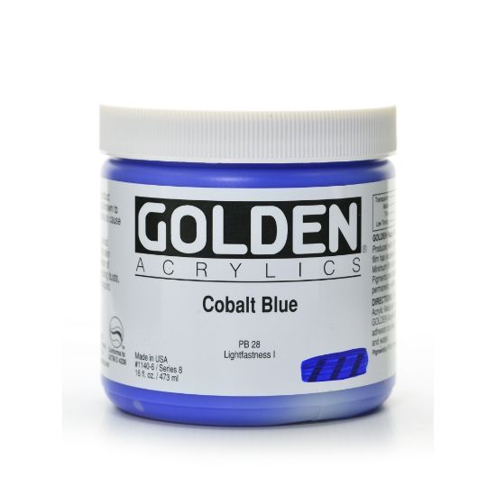 Picture of Golden Heavy Body Acrylic Paint, 16 Oz, Cobalt Blue