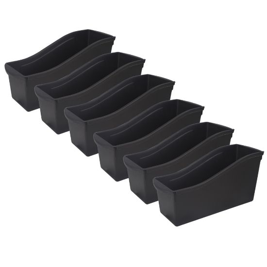 Picture of Storex Large Book Bins, 7inH x 5-5/16inW x 14-5/16inD, Black, Set Of 6 Bins