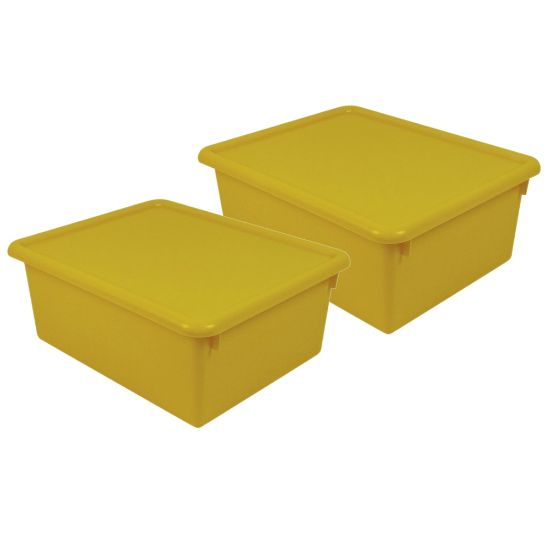 Picture of Romanoff Stowaway Letter Boxes With Lids, 5-1/4inH x 10-1/2inW x 13-1/4inD, Yellow, Pack Of 2 Boxes