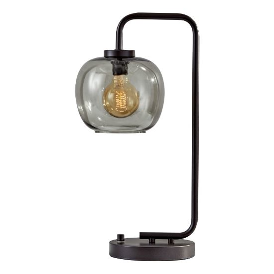 Picture of Adesso Ashton Table Lamp, 20-1/2in, Smoked-Glass Shade/Matte-Black Base