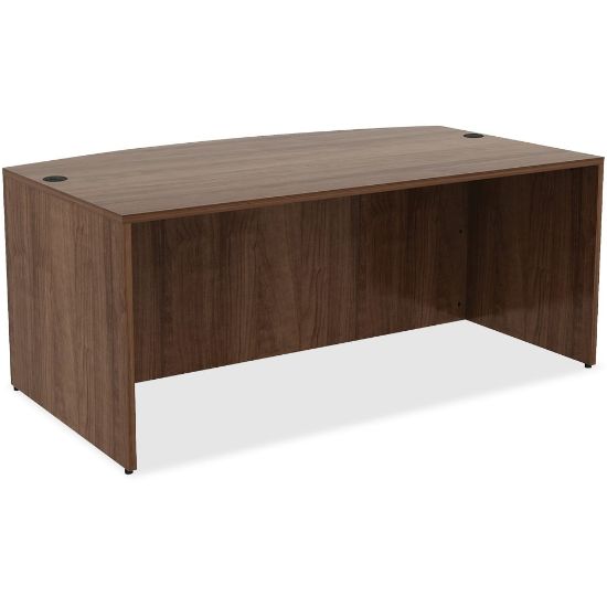 Picture of Lorell Essentials 71inW Bow-Front Shell Computer Desk, Walnut