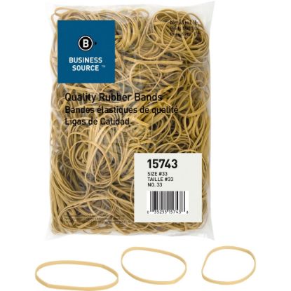 Picture of Business Source Quality Rubber Bands - Size: #33 - 3.5in Length x 0.1in Width - Sustainable - 600 / Pack - Rubber - Crepe