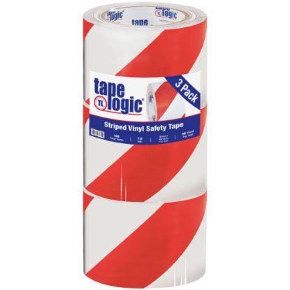 Picture of BOX Packaging Striped Vinyl Tape, 3in Core, 3in x 36 Yd., Red/White, Case Of 3